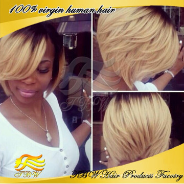 2015 novo design de moda cabelo humano ombre bob perucas